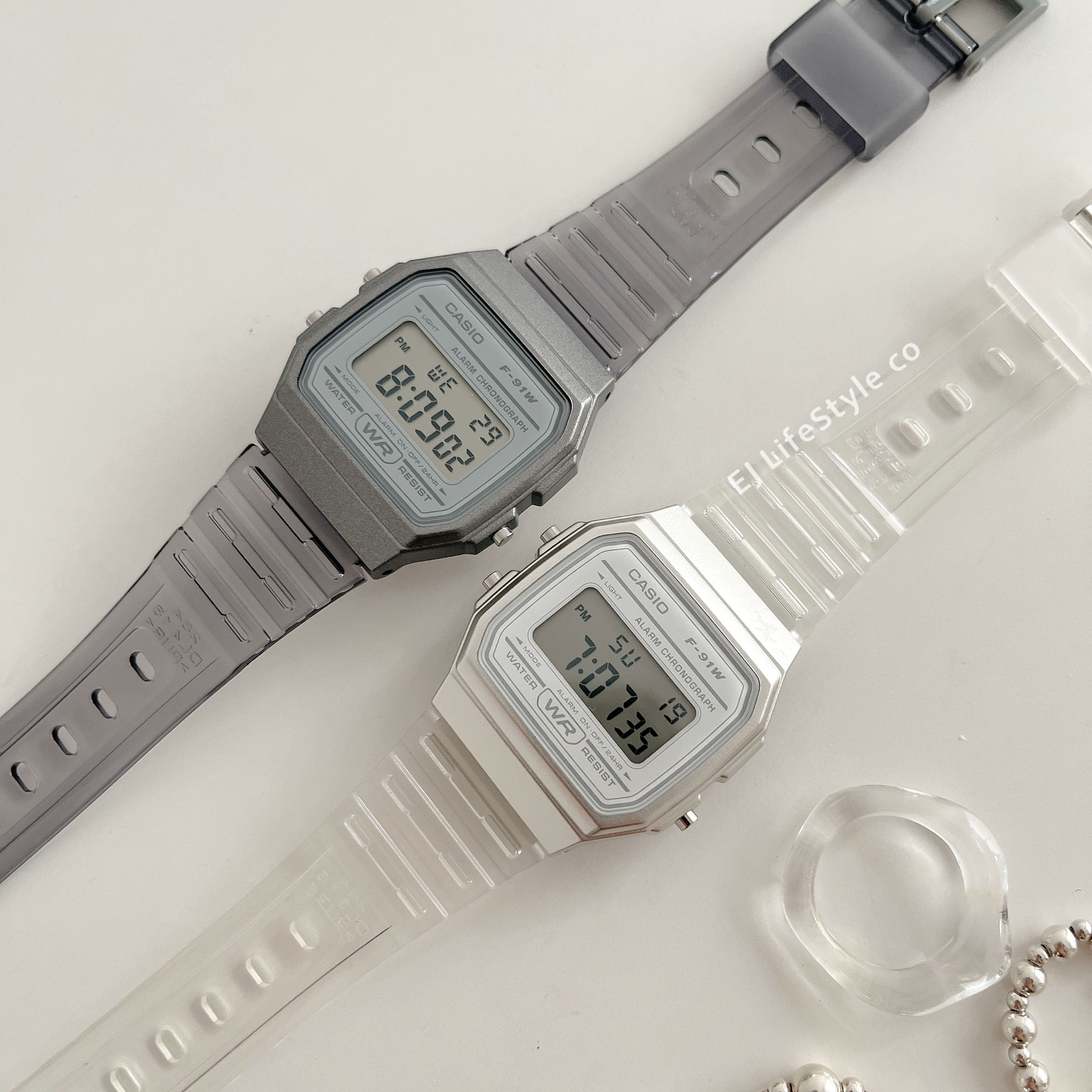 CASIO 卡西歐 手錶 電子錶 果凍材質 透明 灰色 銀色 / 現貨