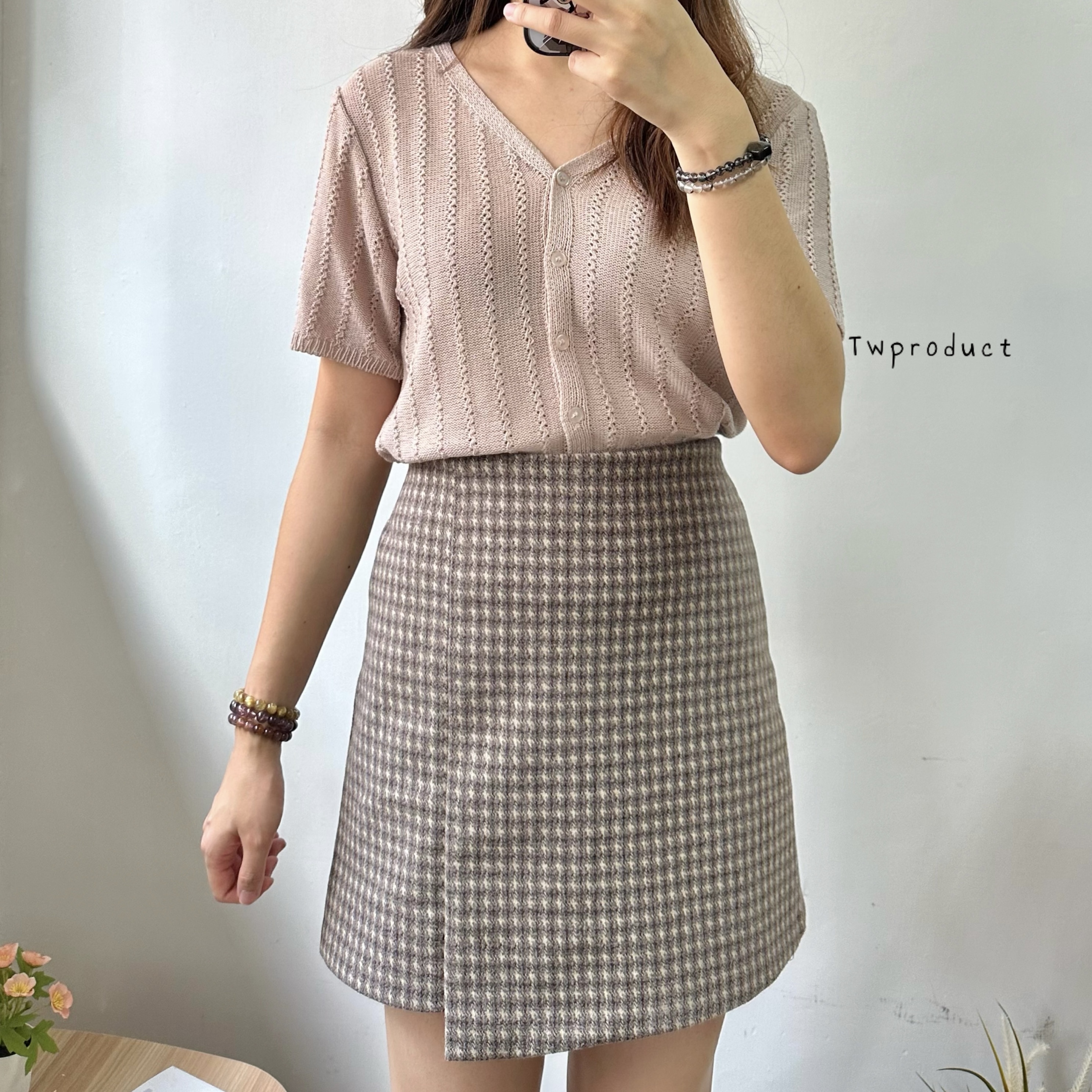 🍂 || sk200 ||秋冬格仔閃耀不規則短裙