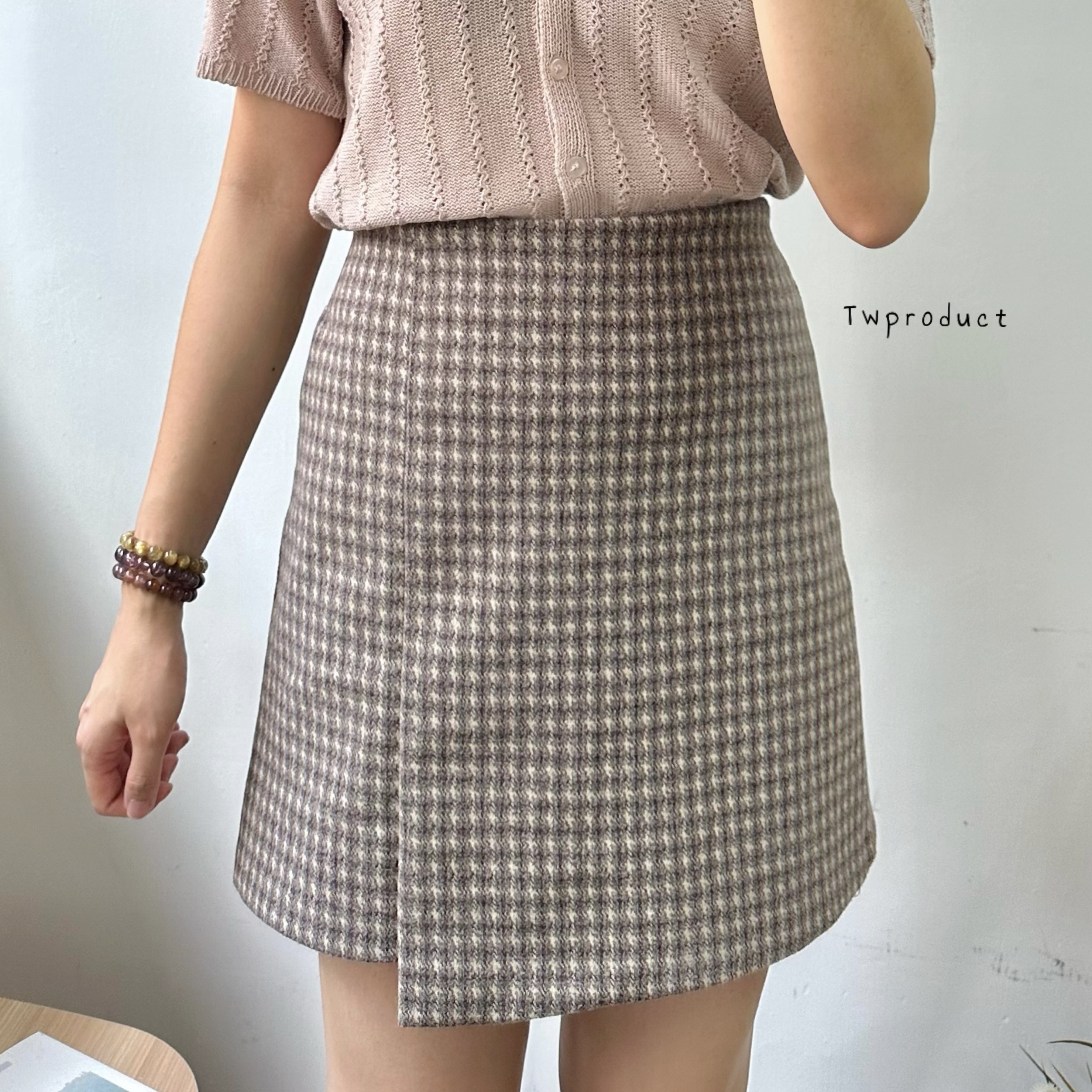 🍂 || sk200 ||秋冬格仔閃耀不規則短裙