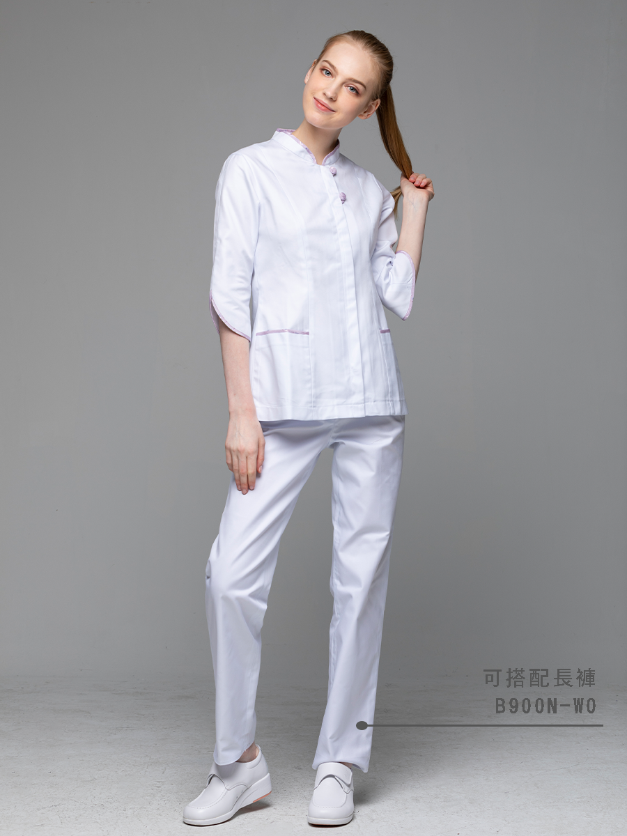 【 B900N-W0 】女拉鍊長褲-B立挺布-純粹白