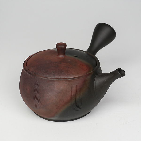 【玉光】火窯變釜形櫛目 橫手急須0.14L