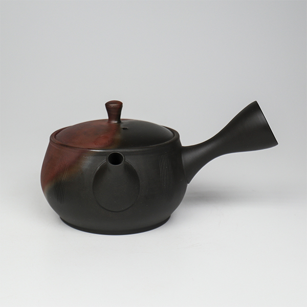 【玉光】火窯變釜形櫛目 橫手急須0.14L