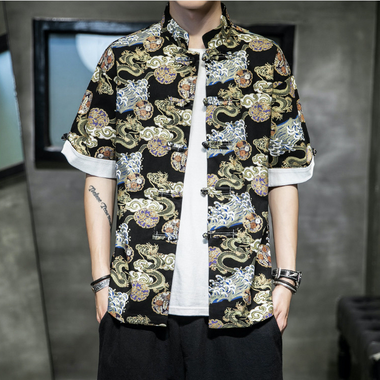 燙金龍紋盤扣衫