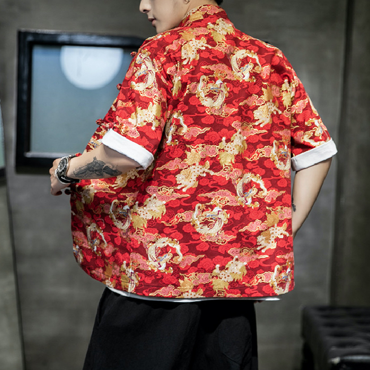 燙金龍紋盤扣衫