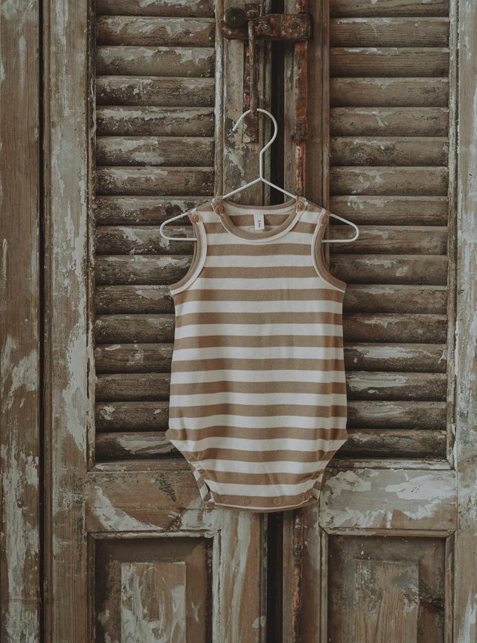 Organic Zoo 焦糖條紋包屁衣 Gold Sailor Sleeveless Bodysuit