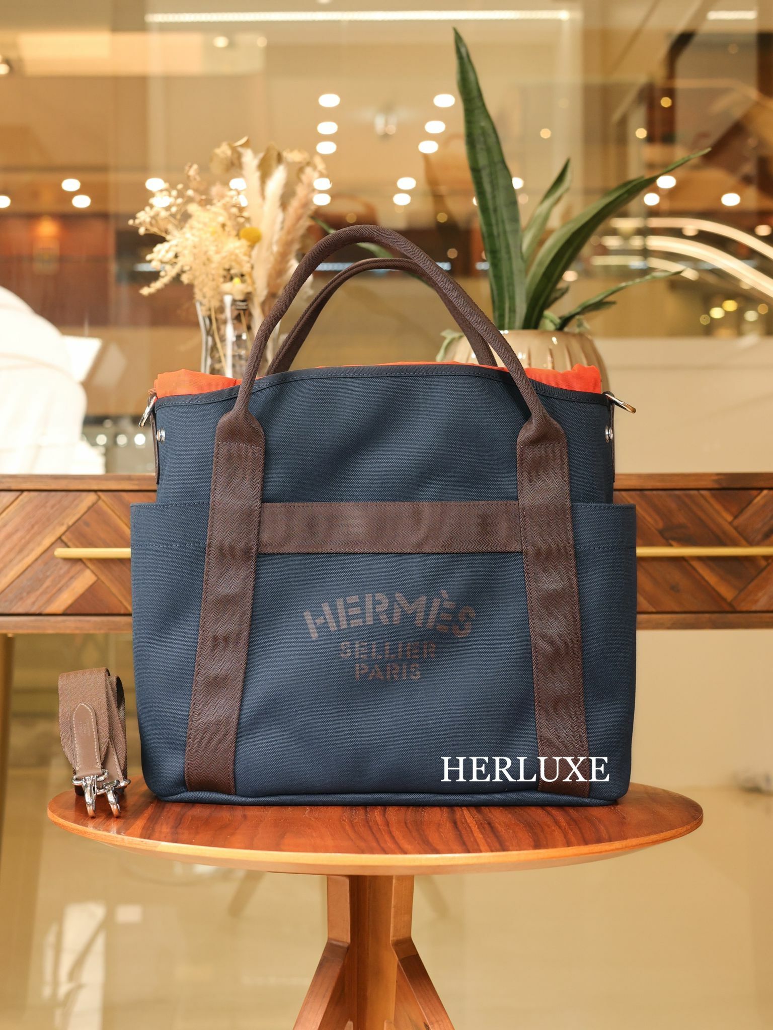 Sac de pansage groom 38cm bleu navy/ feu