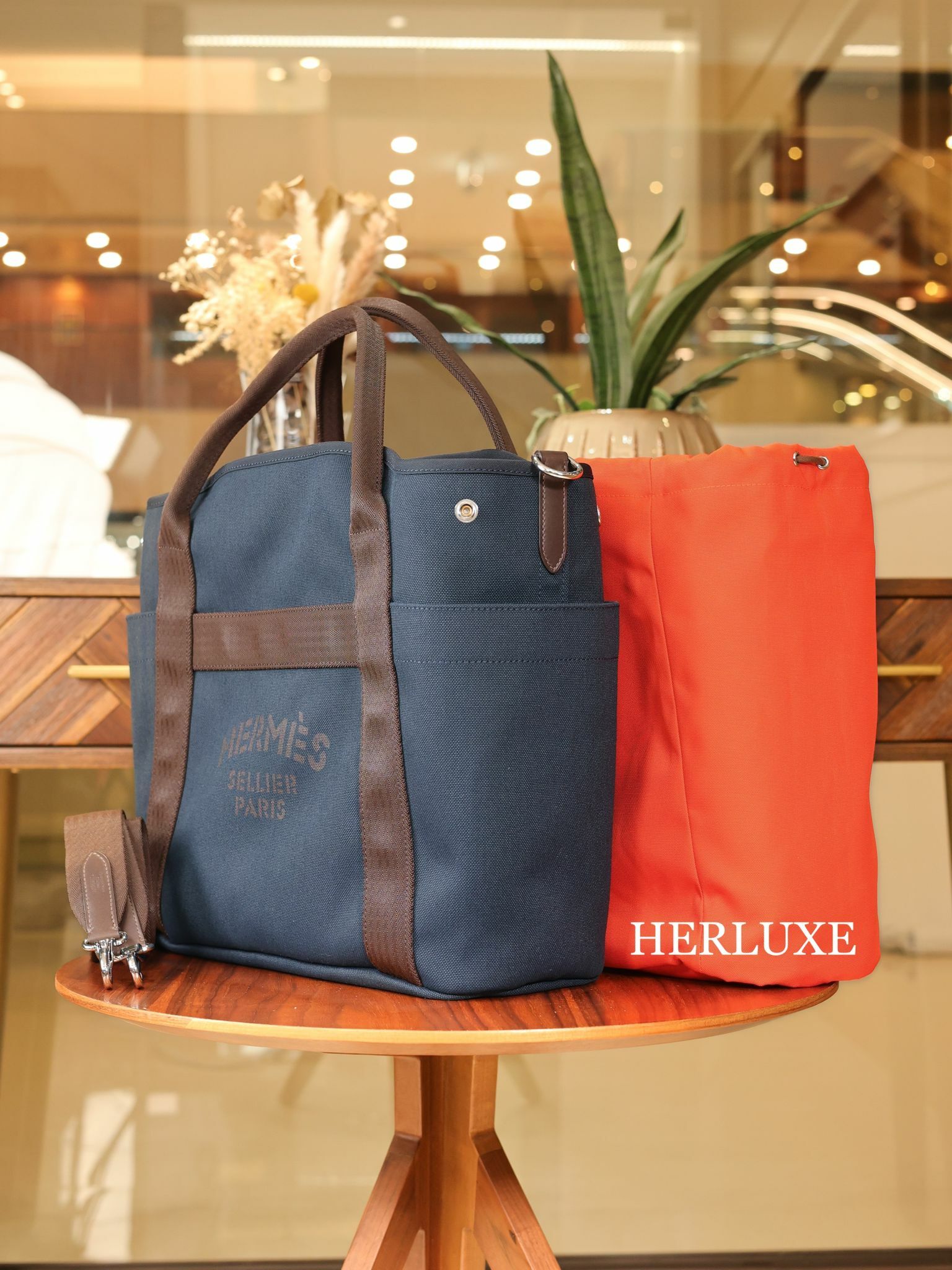 Sac de pansage groom 38cm bleu navy/ feu