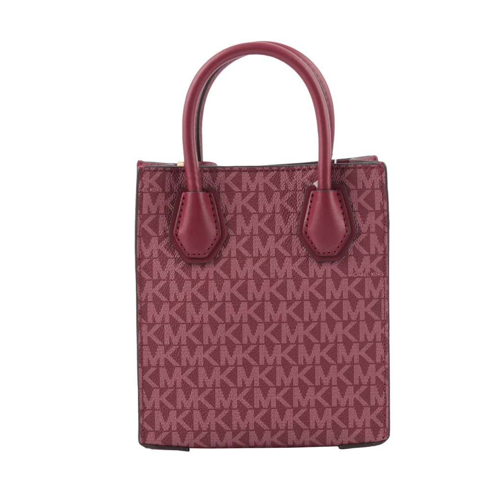 【Michael Kors】Mercer 塗層帆布手提/斜背二用迷你琴譜包(莓紫色)