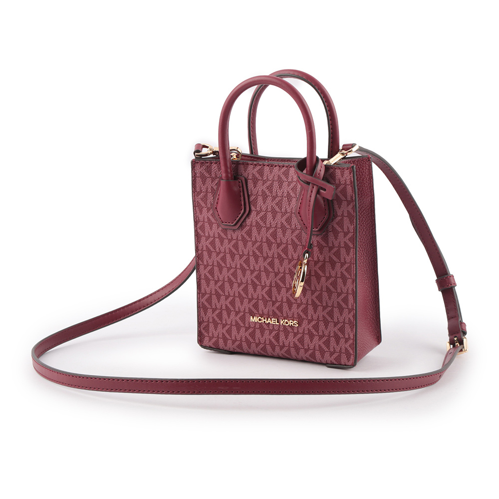 【Michael Kors】Mercer 塗層帆布手提/斜背二用迷你琴譜包(莓紫色)
