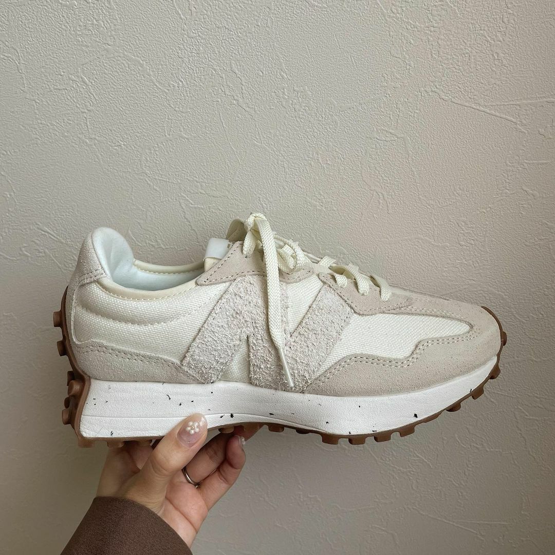NEW BALANCE 327 NB 麂皮 潑墨 焦糖底 淡奶茶 米白 WS327SO / 現貨