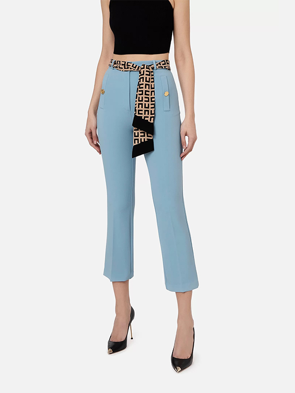 Elisabetta Franchi 絲巾腰帶長褲 (天藍)