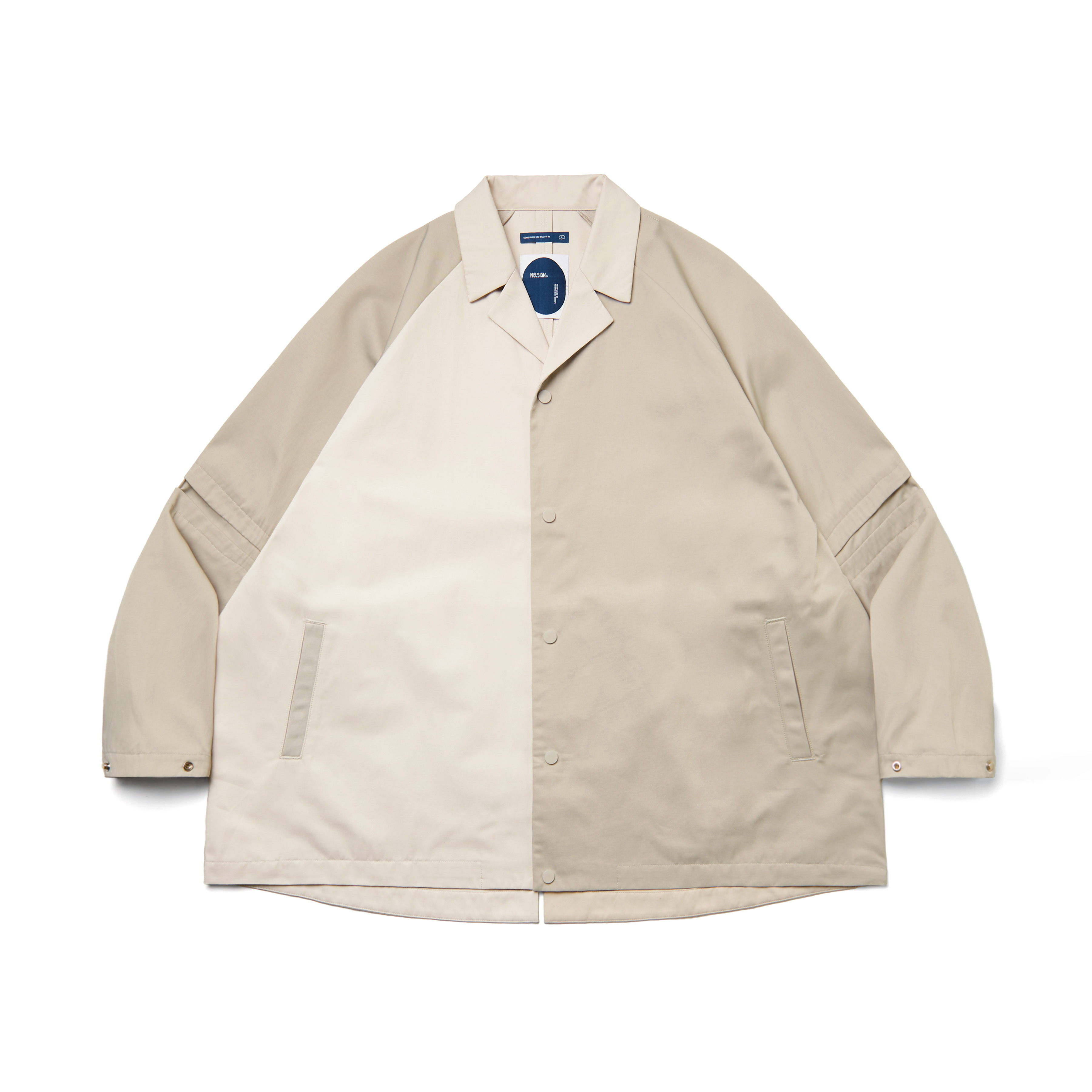 MELSIGN - Stitching Detail Blazer - Ivory+Beige