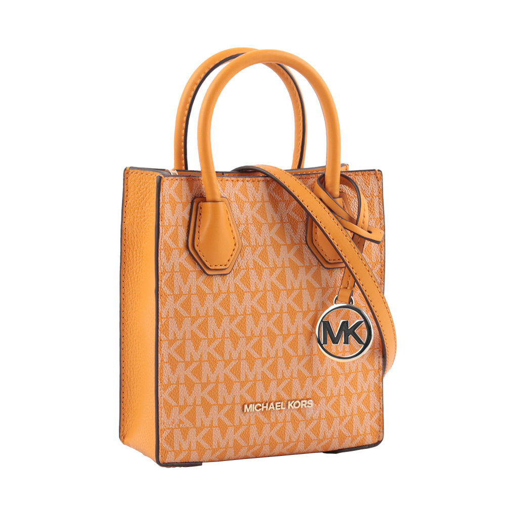 【Michael Kors】Mercer 塗層帆布手提/斜背二用迷你琴譜包(蜂蜜黃)