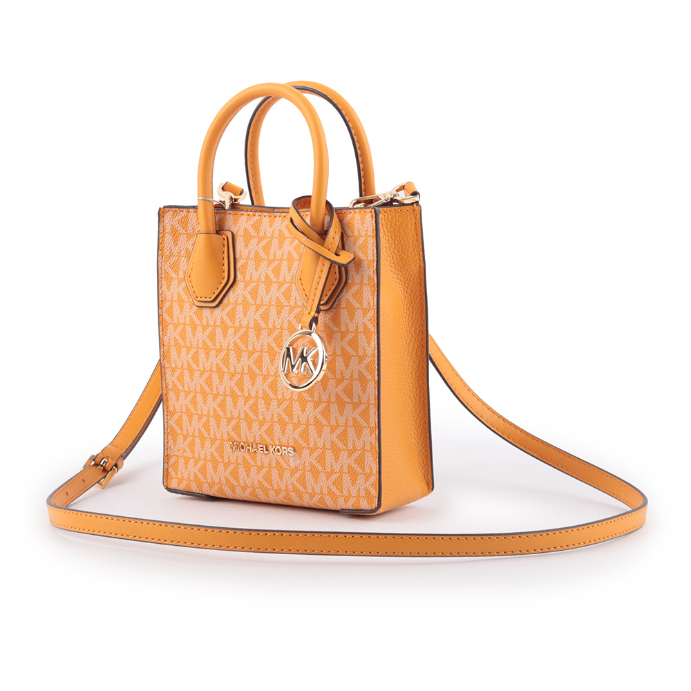 【Michael Kors】Mercer 塗層帆布手提/斜背二用迷你琴譜包(蜂蜜黃)