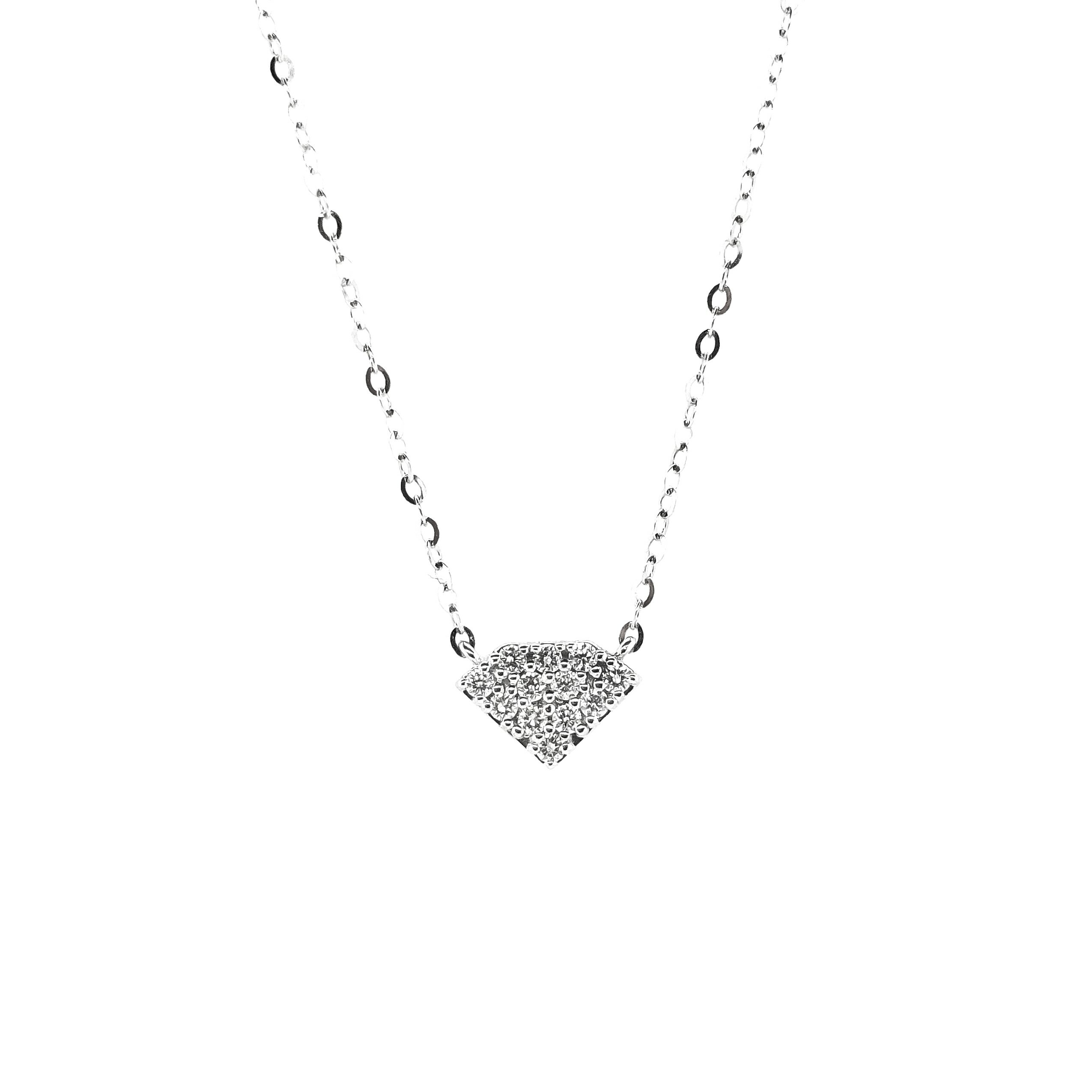 18K白金天然鑽石鑽石型頸鏈