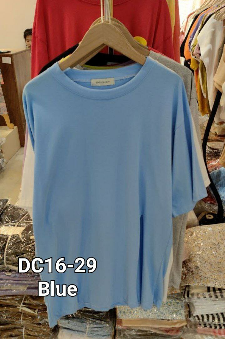 DC16 PLAIN 开叉 OVERSIZED T-SHIRT(BLUE)