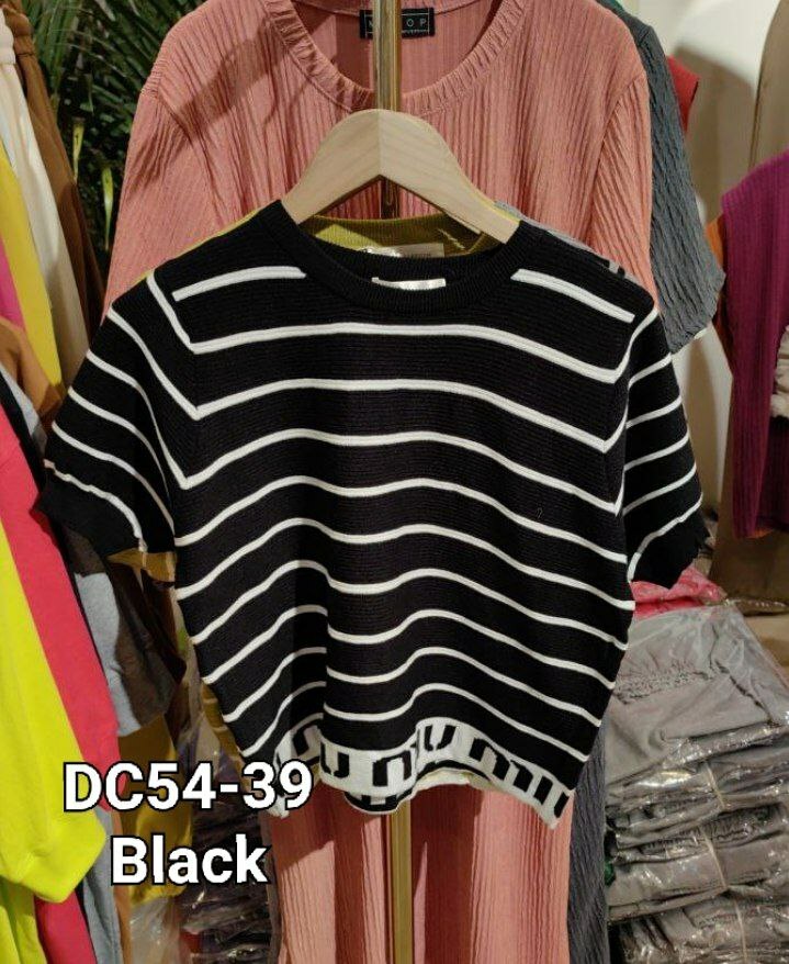 DC54 线条短袖上衣（BLACK)