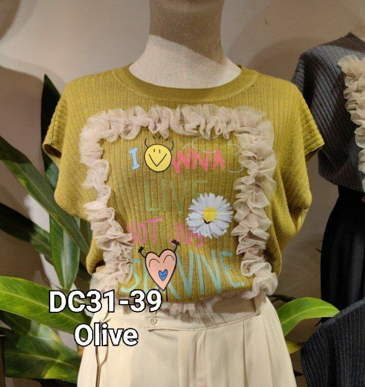 DC31 针织短袖上衣 (OLIVE）
