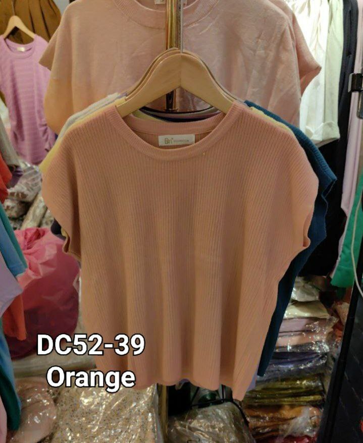 DC52 PLAIN针织短袖上衣 (ORANGE）