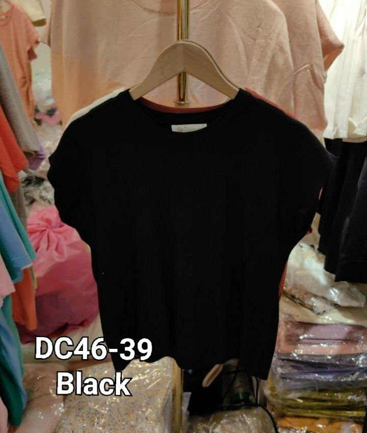  DC46 PLAIN针织短袖上衣 (BLACK）