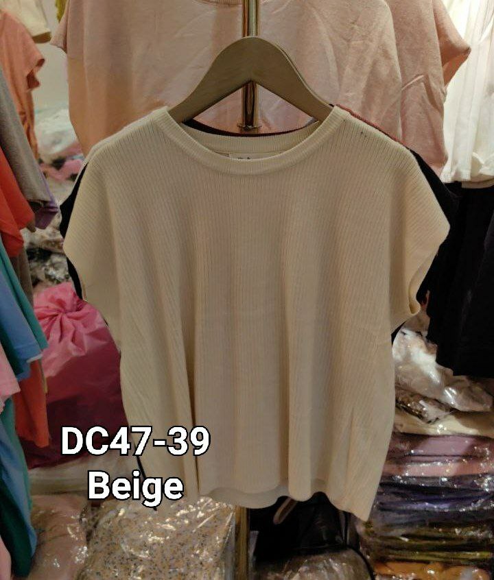  DC47 PLAIN针织短袖上衣 (BEIGE）