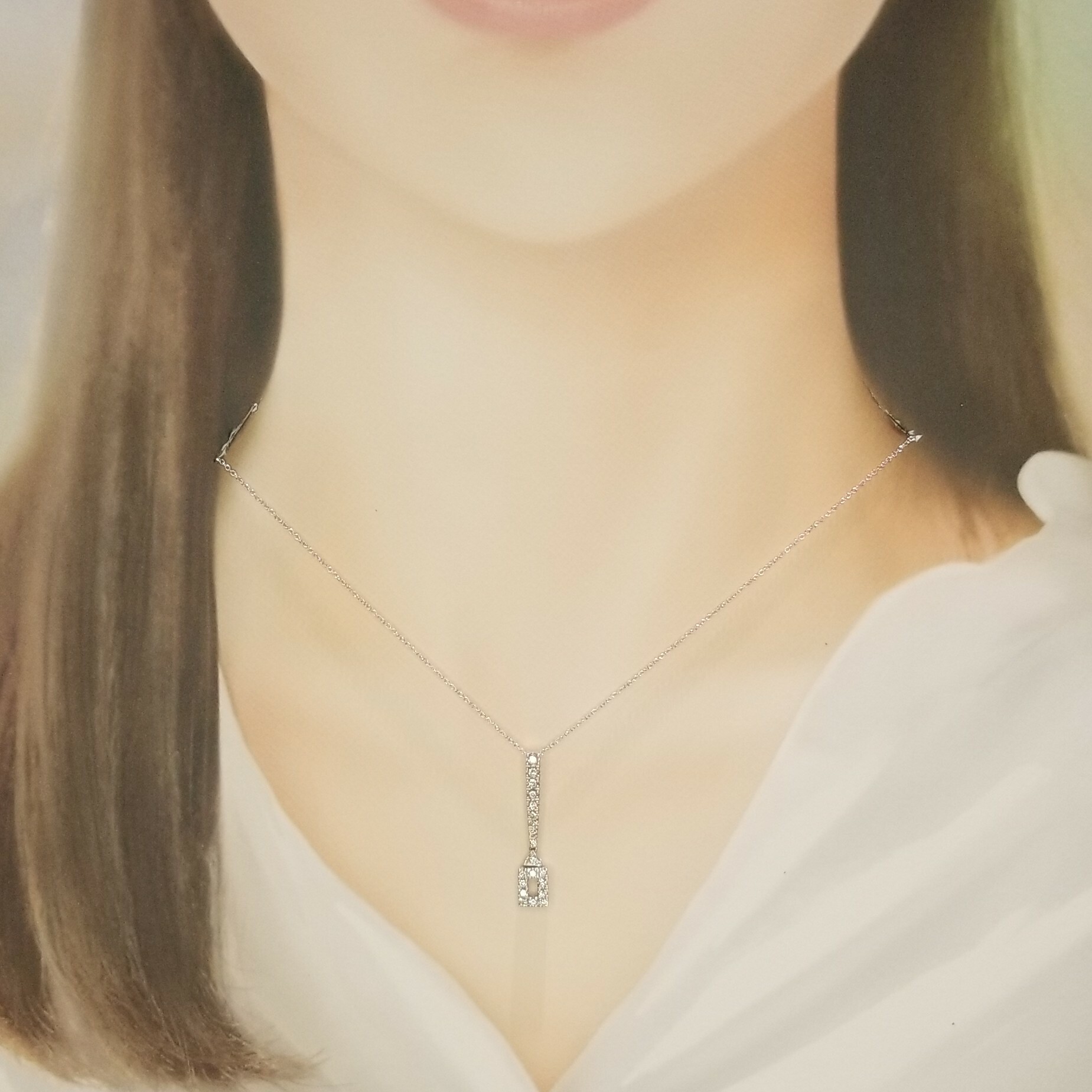 全新18K白金30份鑽石吊墜