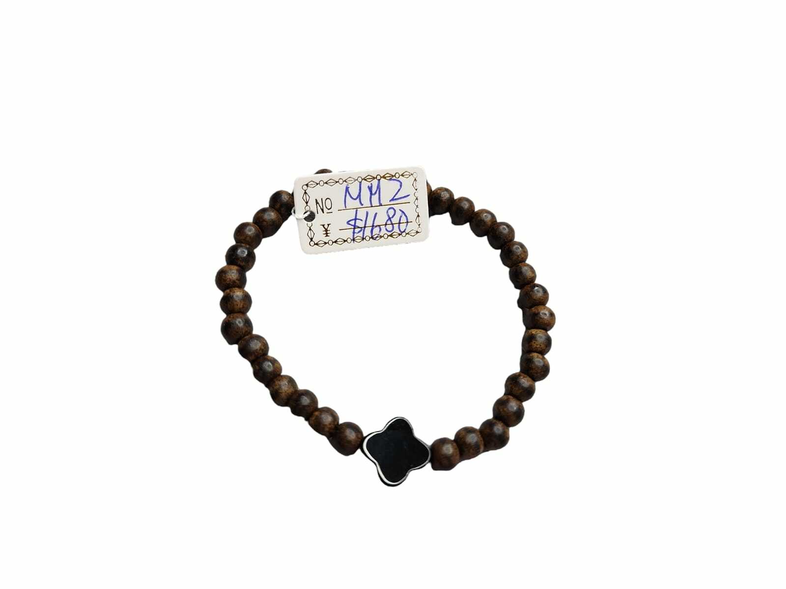 MM2 墨翠四葉草設計 沉香手串 5mm+