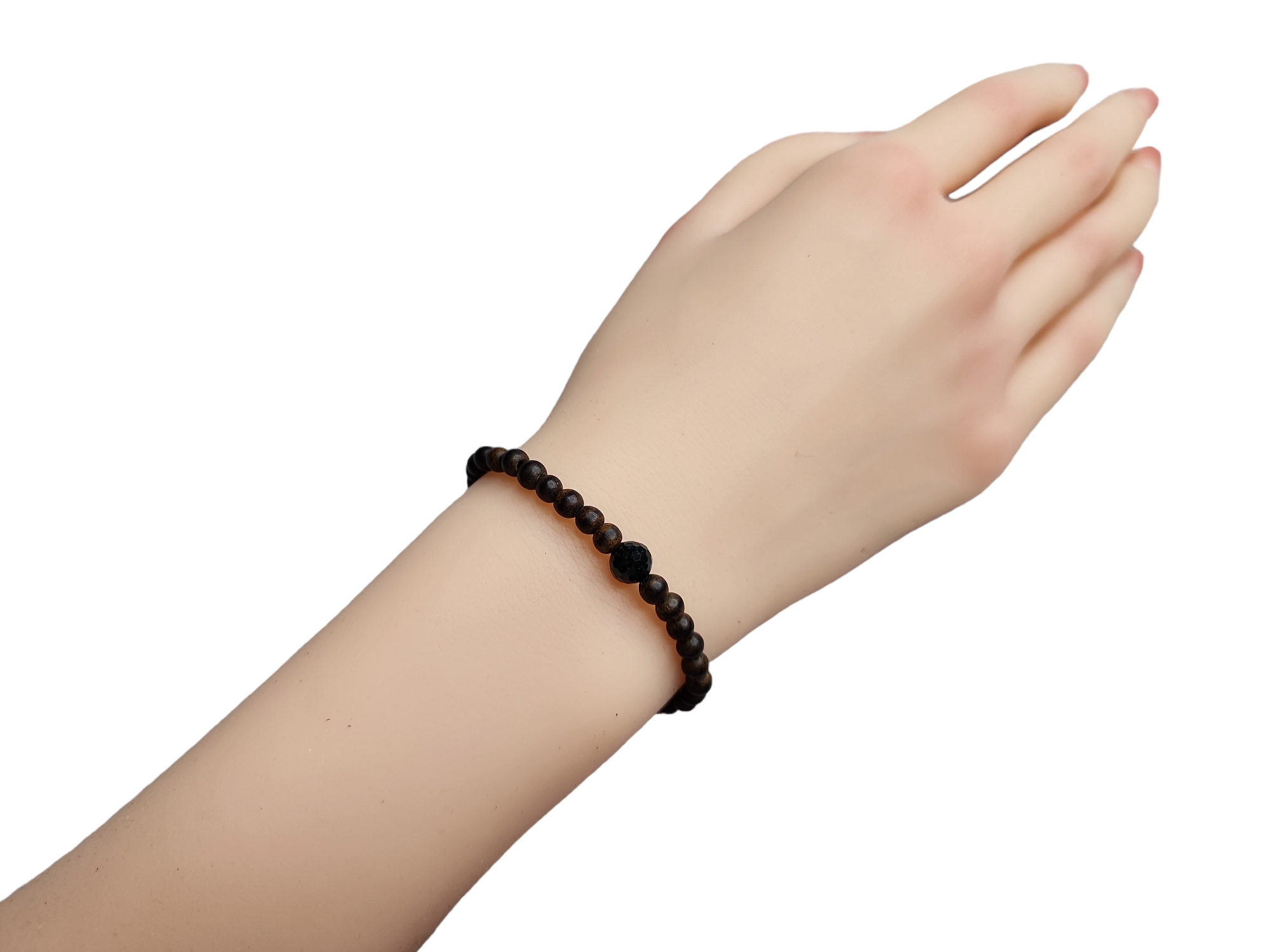 A38 切割面設計墨翠 沉香手串 4mm+