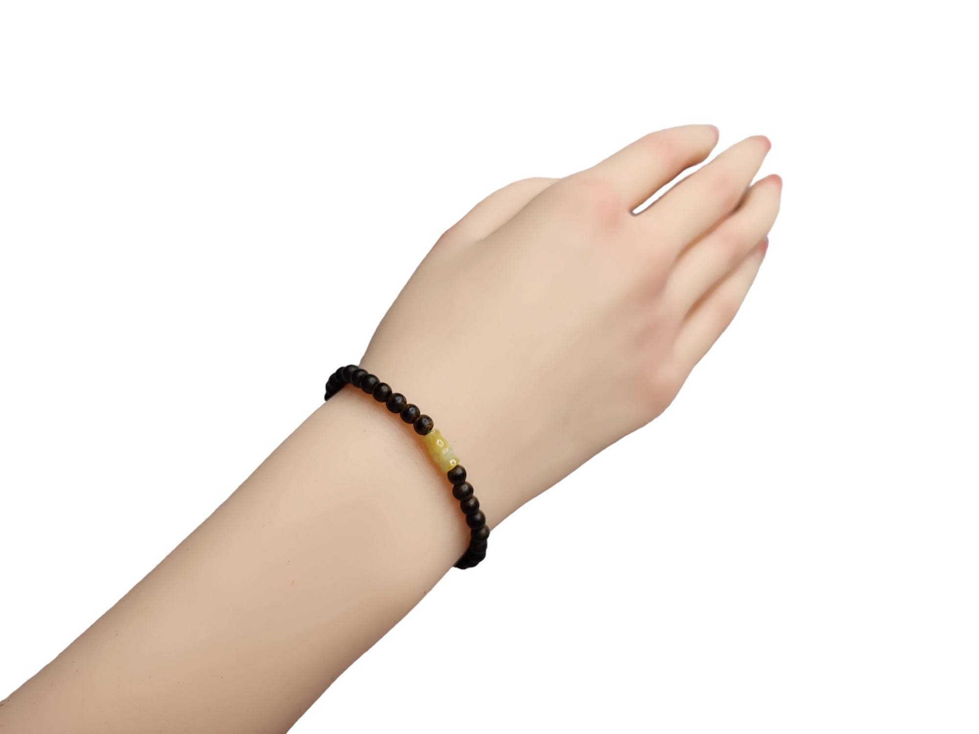 A40 黃翡翠桶珠設計 沉香手串 4mm+