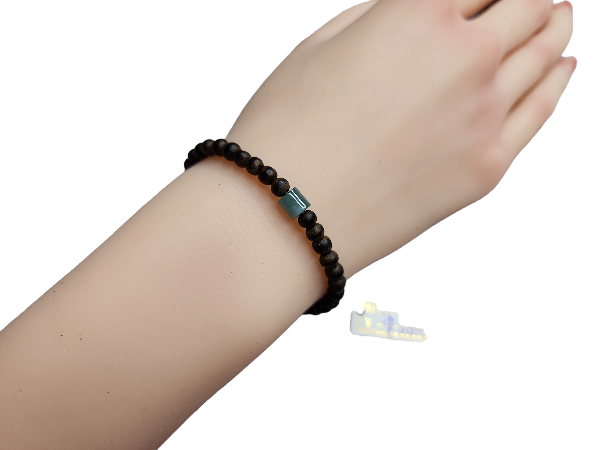 A44 藍水翡翠桶珠設計 沉香手串 4mm+