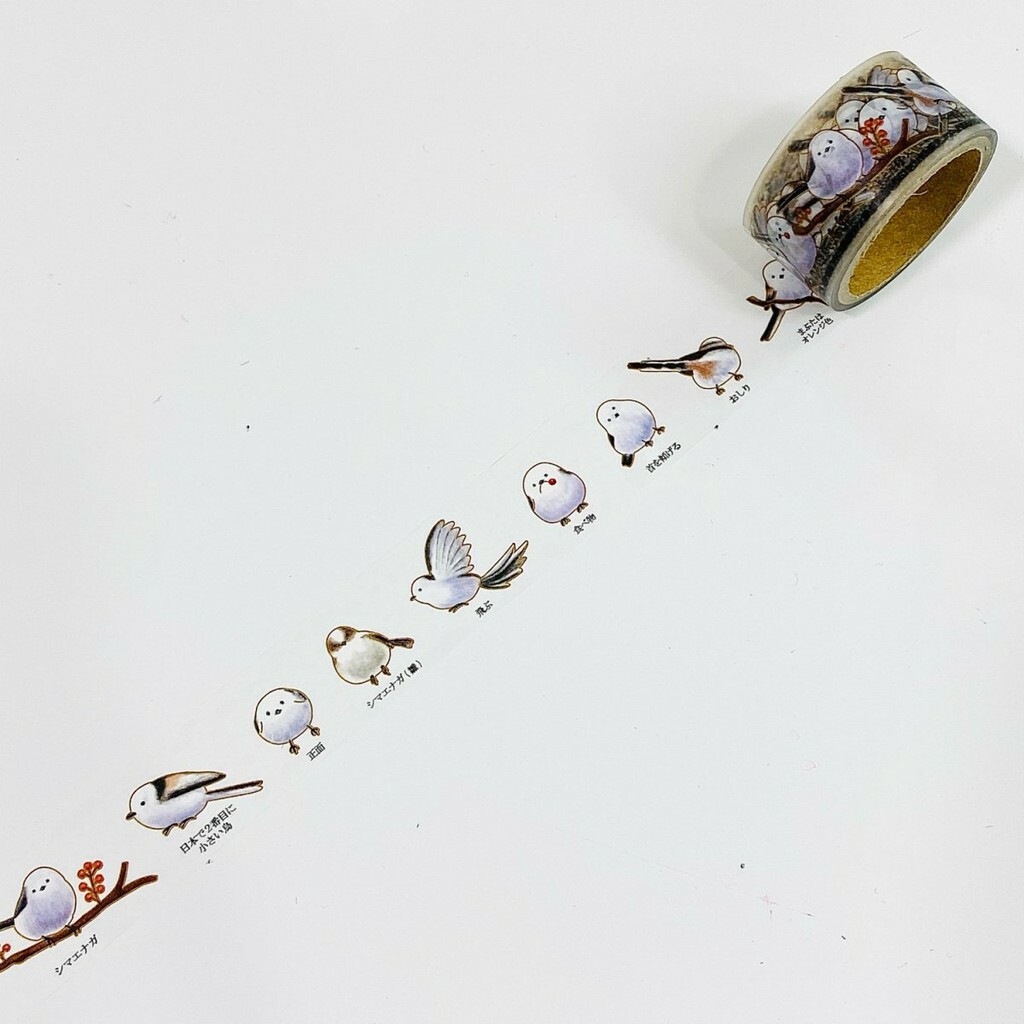 長尾山雀 Pet透明膠帶 大人的圖鑑系列｜日本Kamio