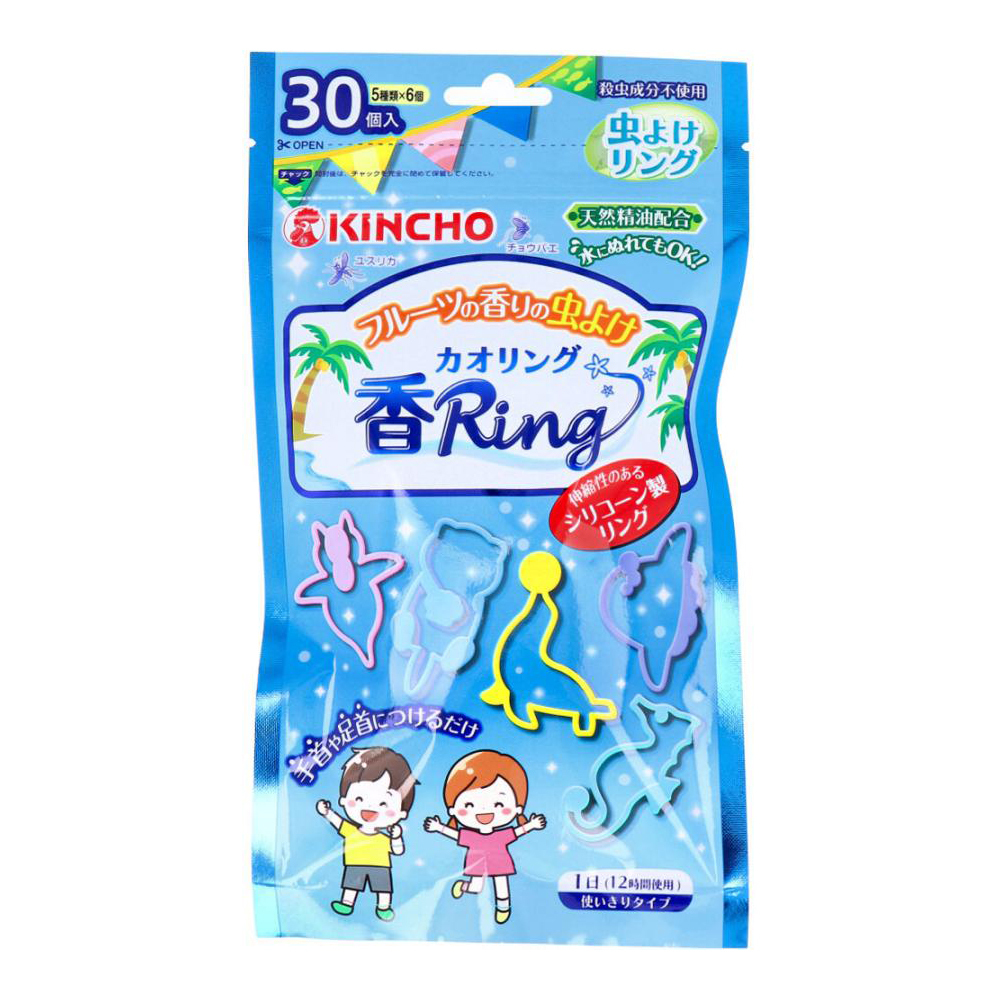 Kincho - Japanese cartoon animal-shaped mosquito repellent bracelet (Floral / Fruity) (1 pack of 30 pieces)