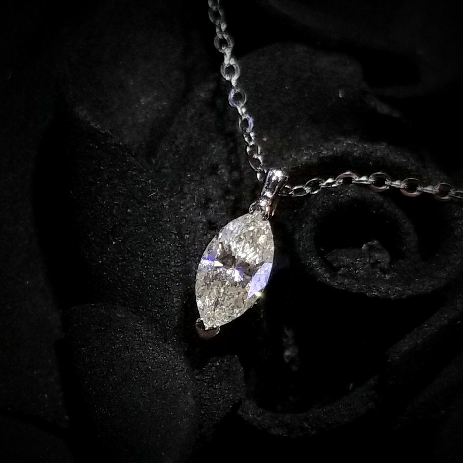 18K White Gold 0.53ct Marquise Cut Diamond Necklace
