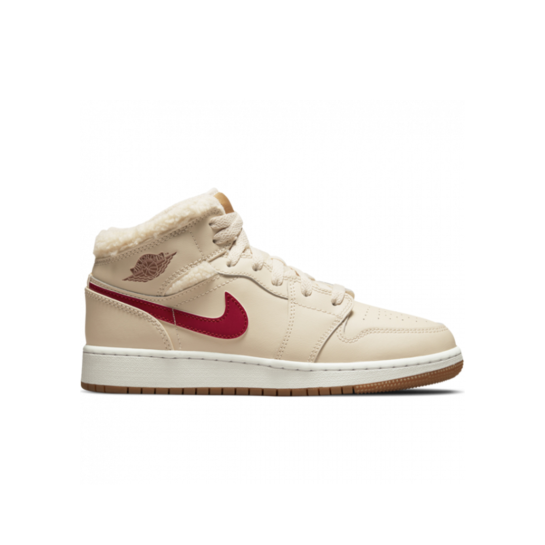 [In-Stock] Air Jordan 1 Mid Fleece Pearl White (GS) DO2207-264