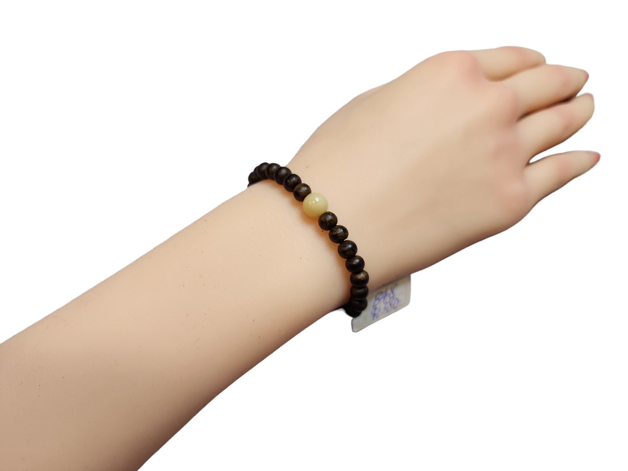 B48 黃翡翠圓珠設計 沉香手串 5mm+