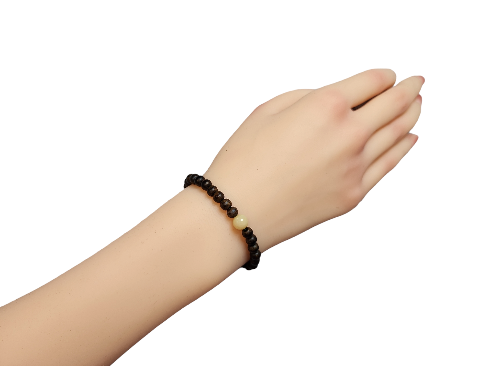 B51 黃翡翠圓珠設計 沉香手串 5mm+