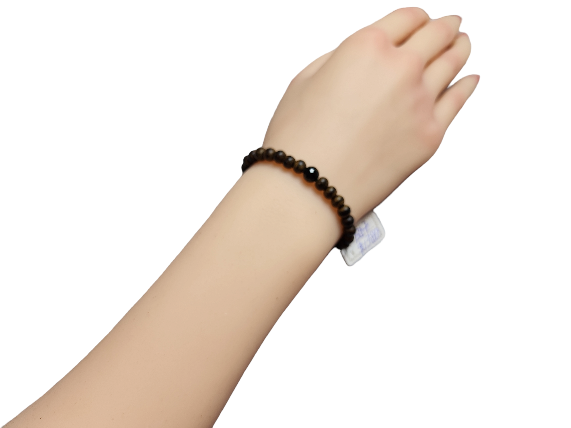 B57 墨翠切割面設計 沉香手串 5mm+