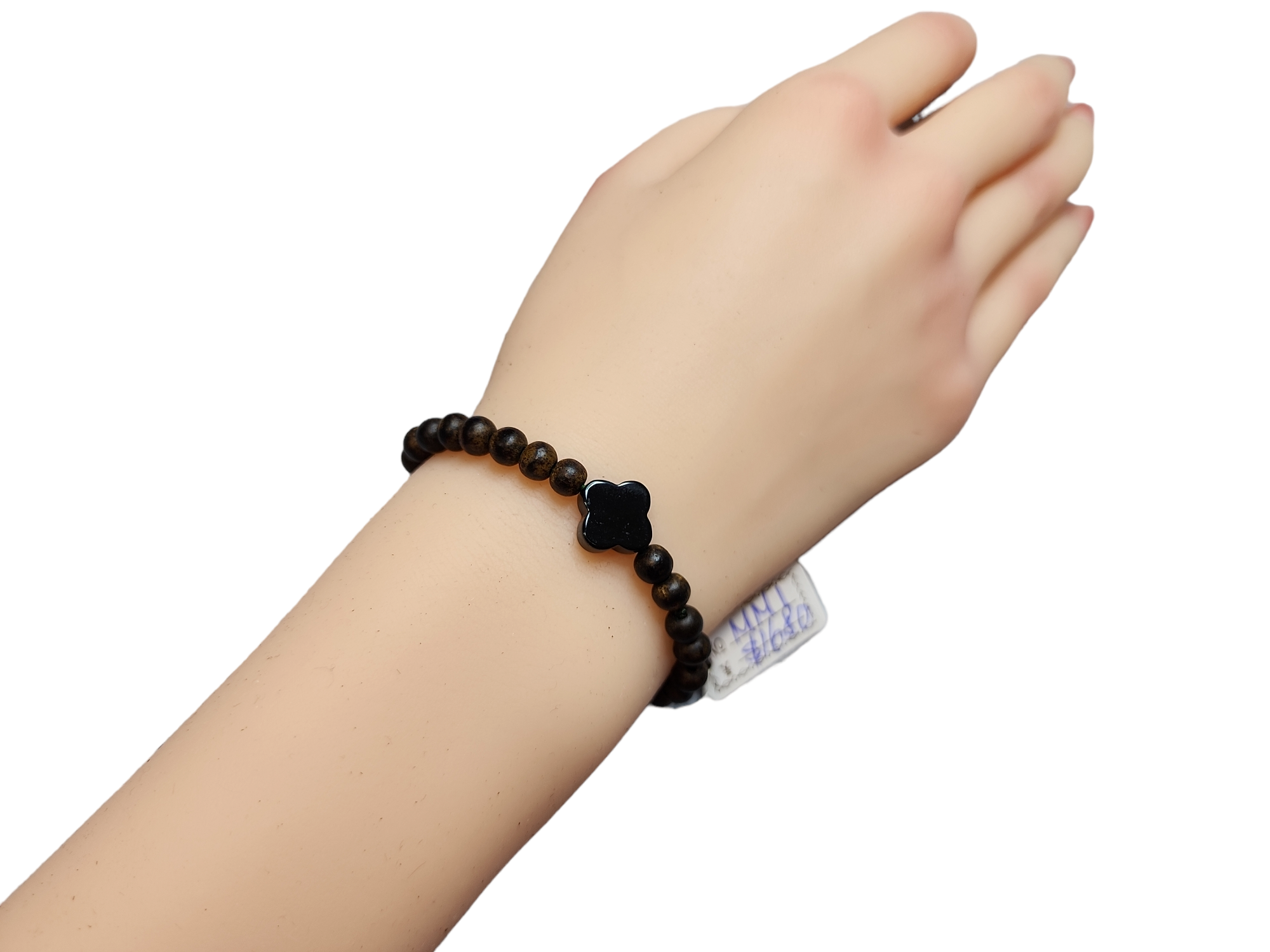 MM1 墨翠四葉草設計 沉香手串 5mm+