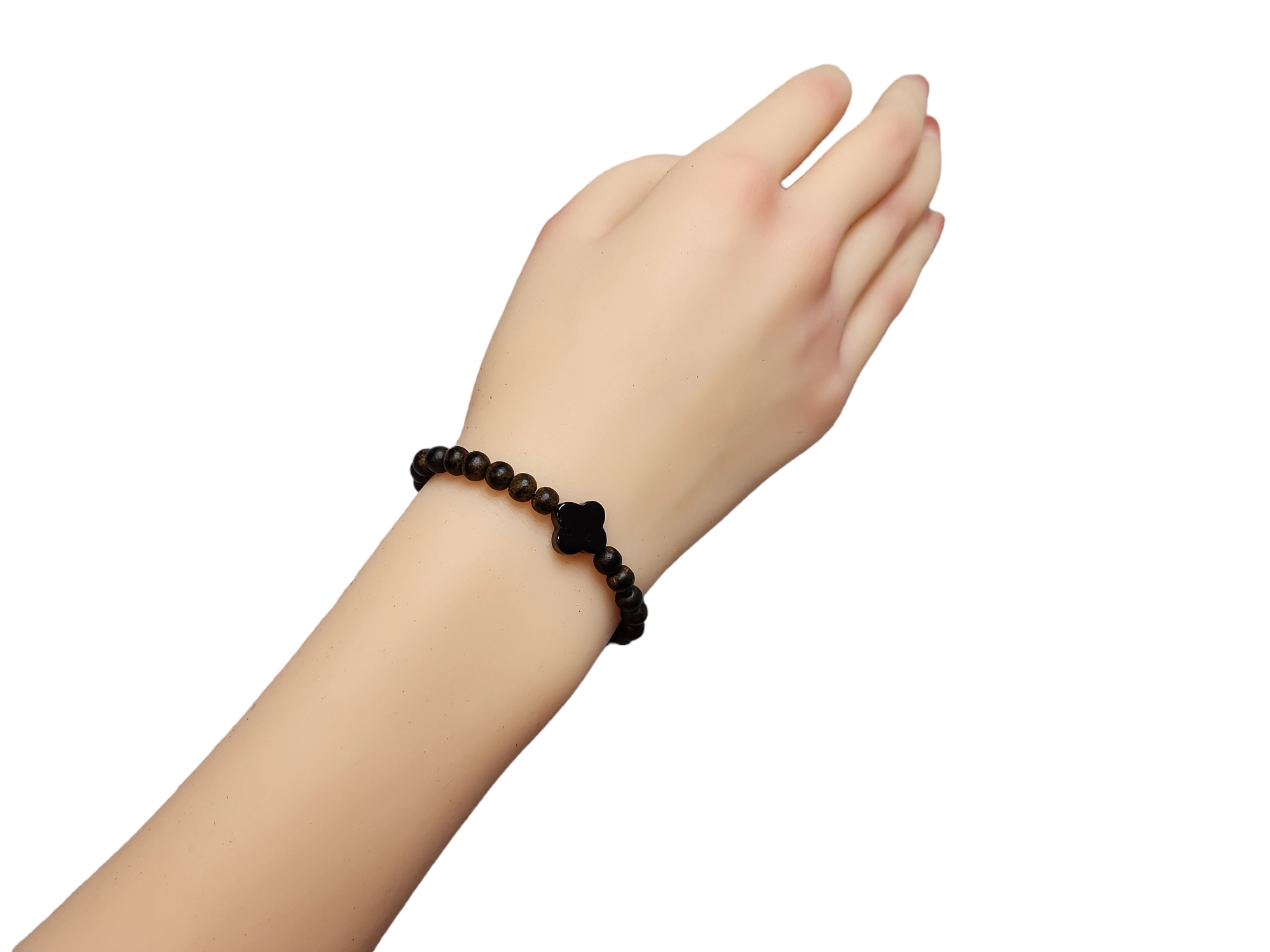 MM1 墨翠四葉草設計 沉香手串 5mm+