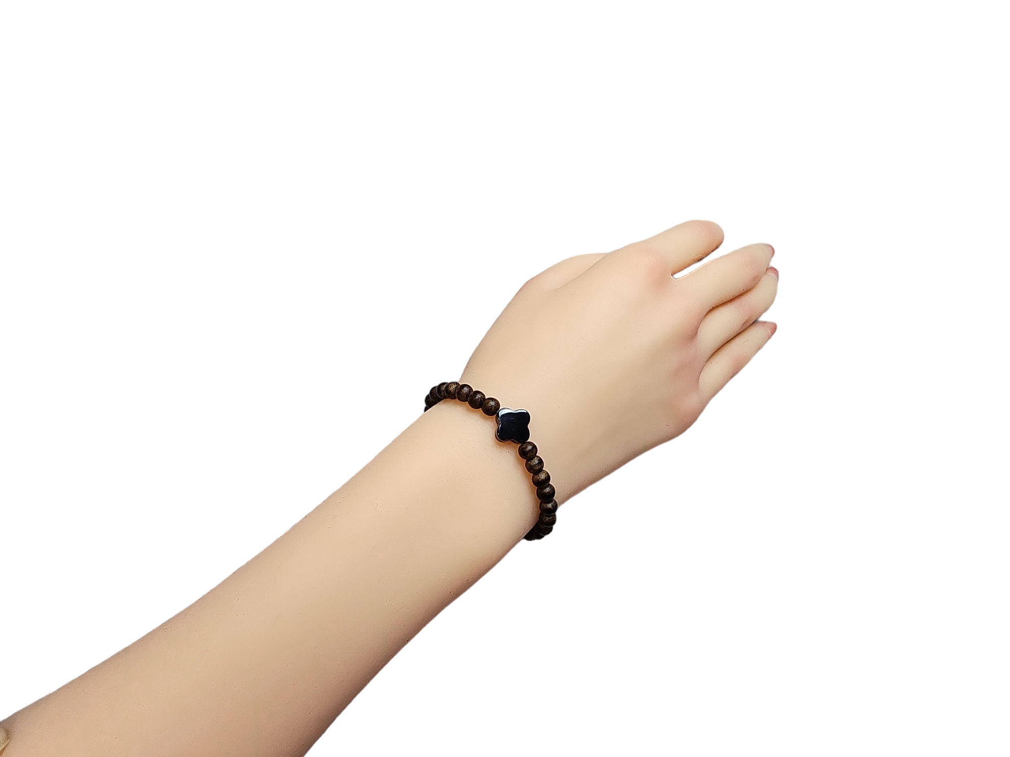 MM2 墨翠四葉草設計 沉香手串 5mm+