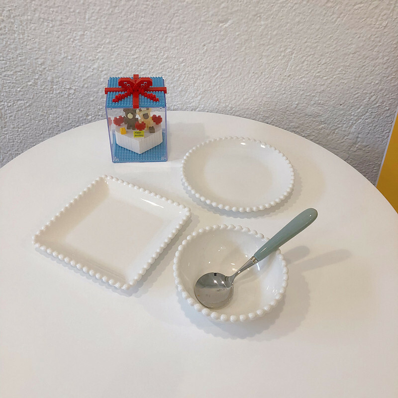 《1761》韓式全白珠邊甜點早餐盤