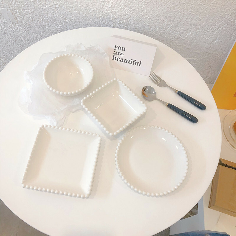 《1761》韓式全白珠邊甜點早餐盤