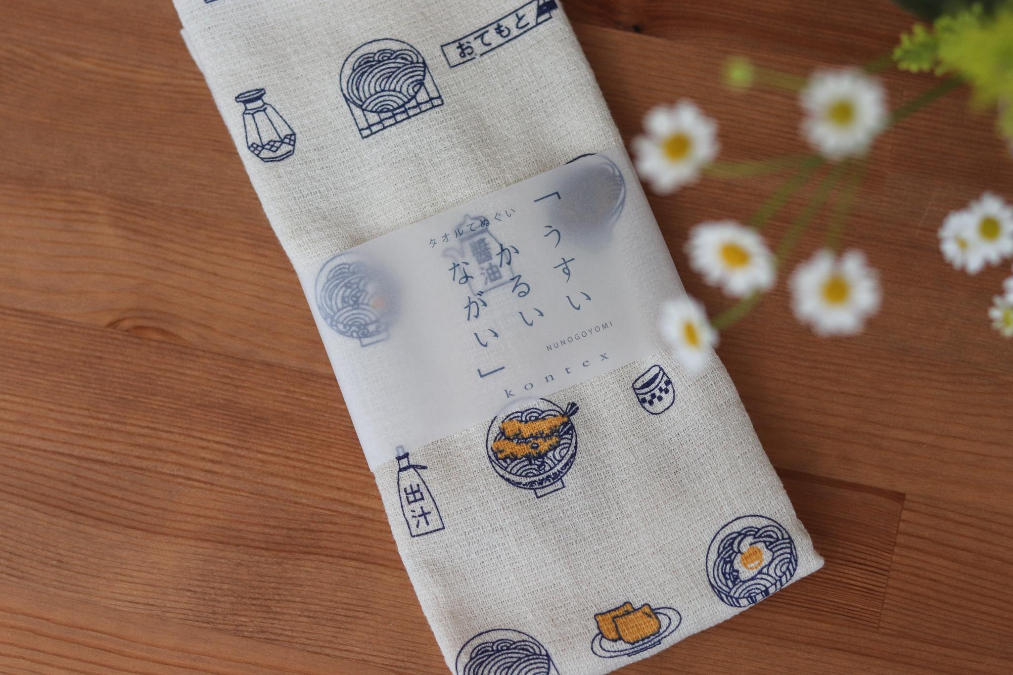 日本 kontex Nunogoyomi 烏龍麵 多用途 純棉輕薄長巾 毛巾