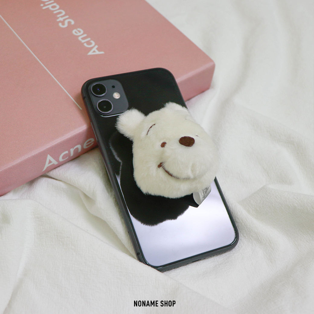 DISNEY 迪士尼 White Pooh 手機支架 絨毛 小熊維尼 白 (日本限定)