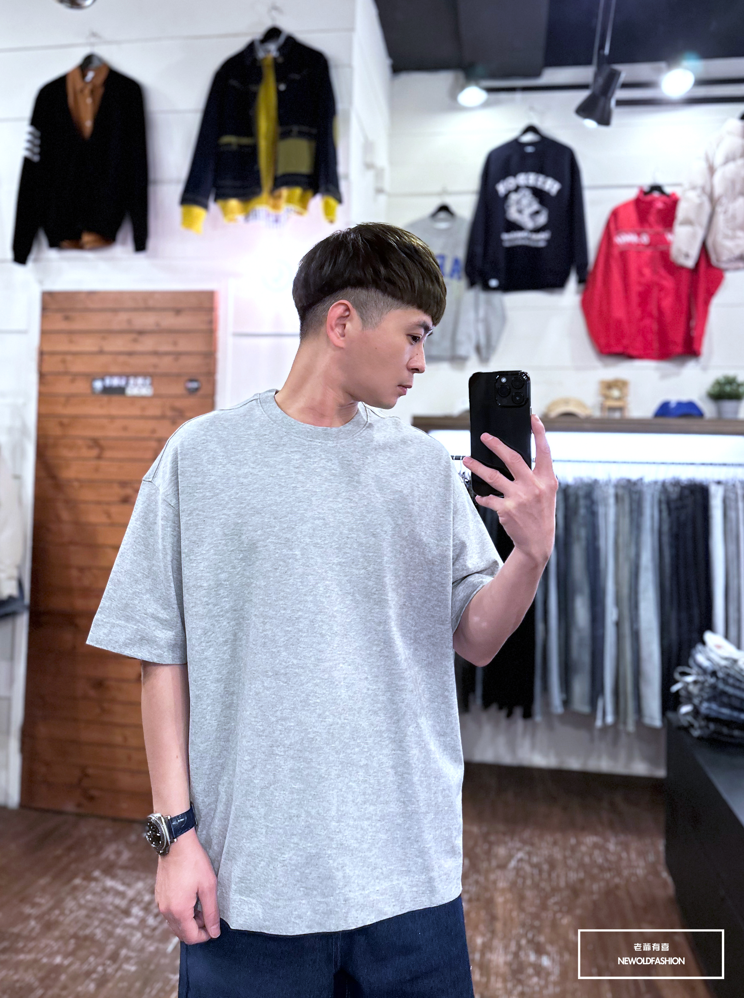 『新品上市』重磅超厚挺素色落肩短T恤(NOF23032218)-灰