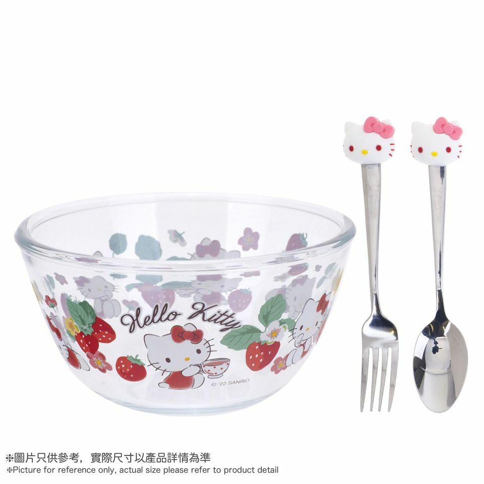 Hello Kitty 玻璃碗連叉匙套裝 9-7806-1