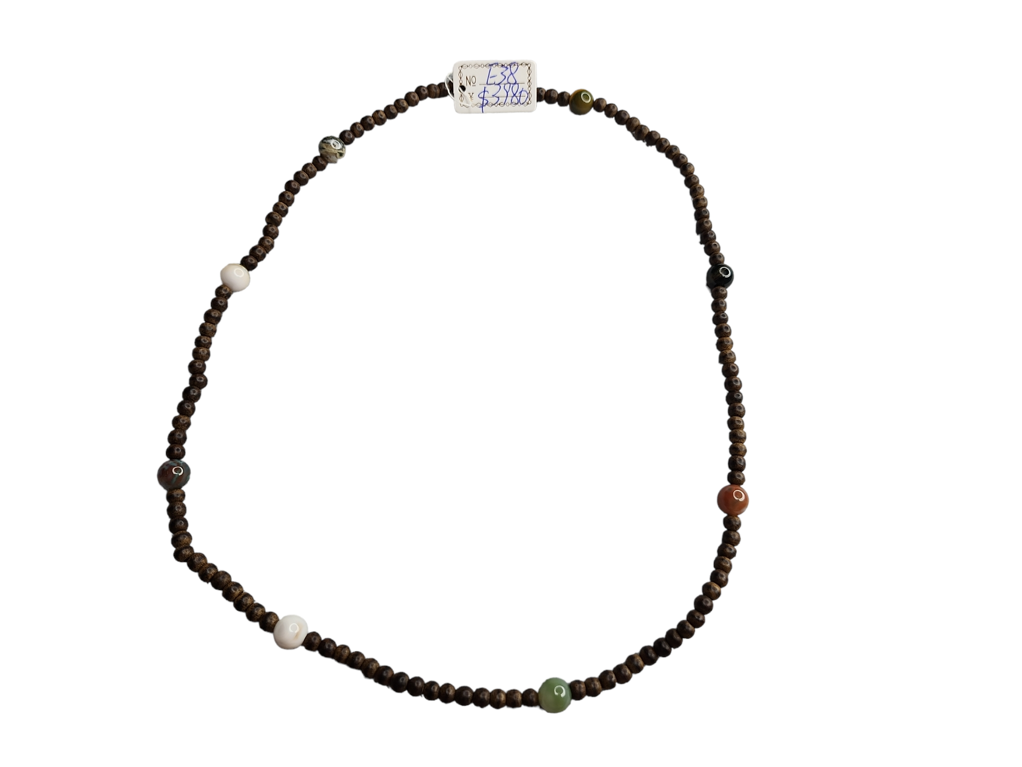 E38 海洋碧玉圓珠設計 沉香3圈手串 4mm+