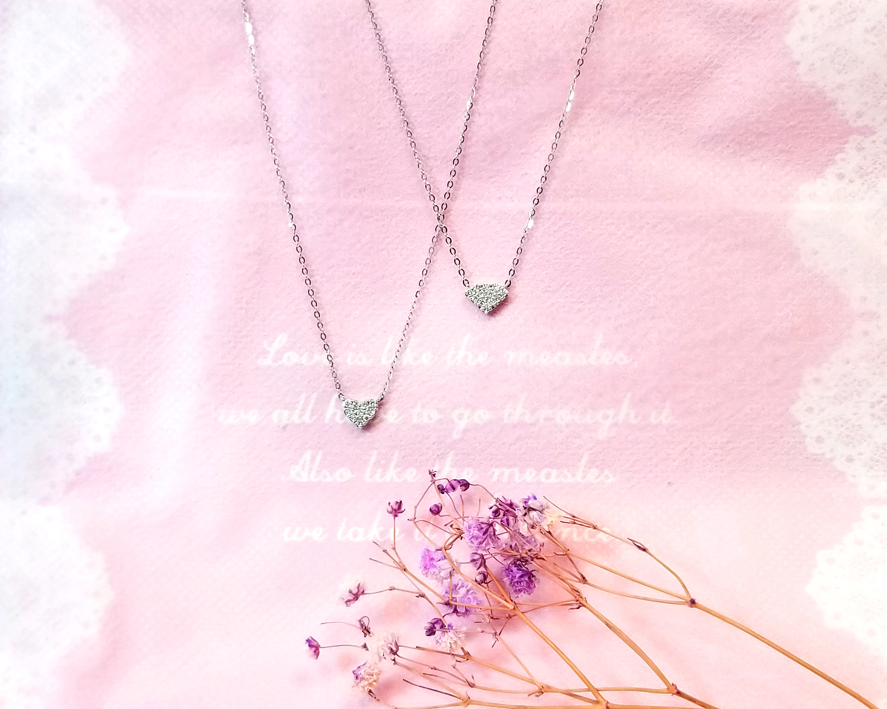 18K白金天然鑽石鑽石型頸鏈