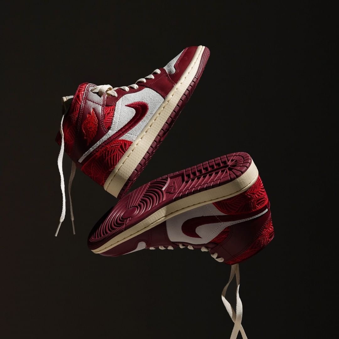 【APAIR】預購 Nike Air Jordan 1Mid SE WMNS "Tiki Leaf" 氧化白紅 DZ2820-601