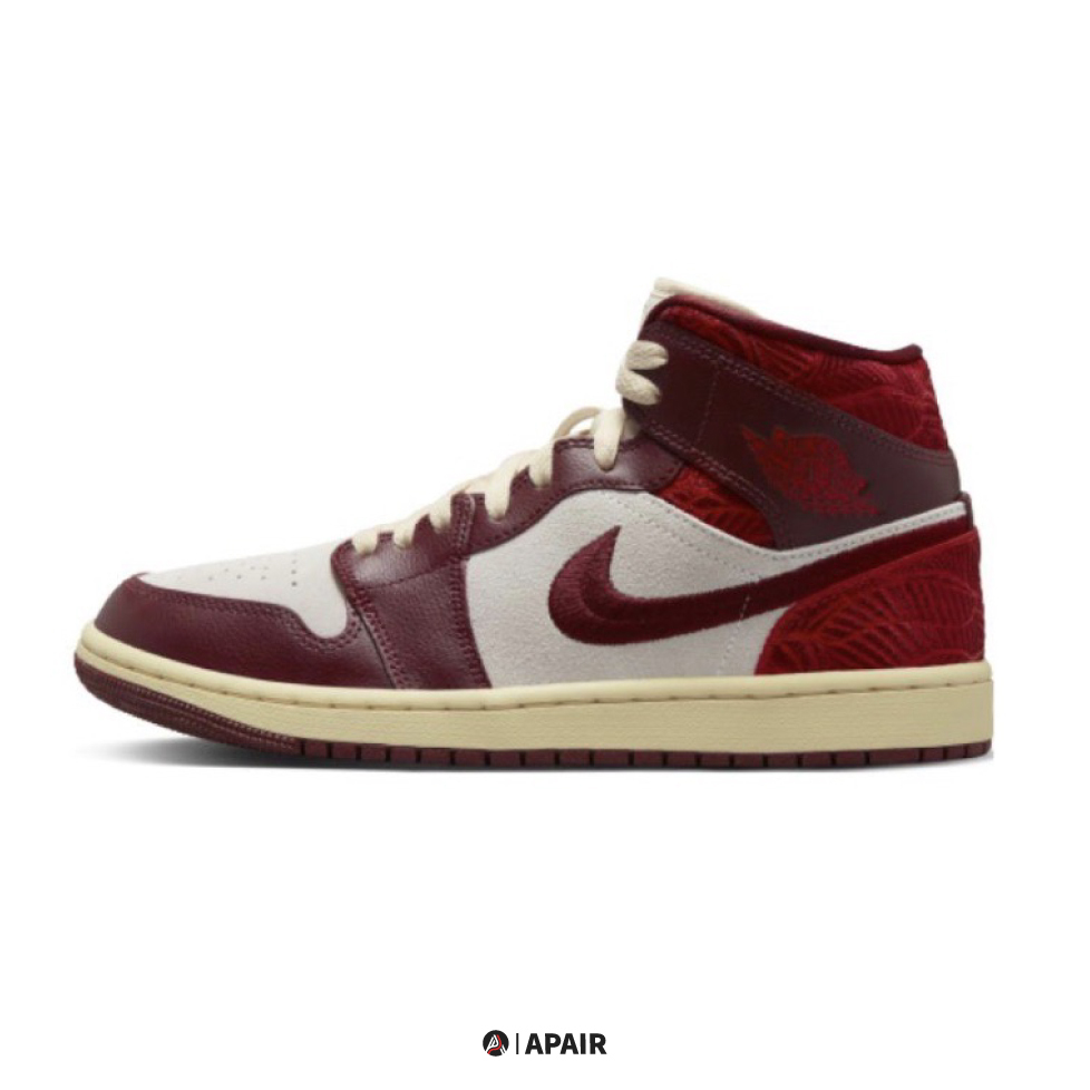 【APAIR】預購 Nike Air Jordan 1Mid SE WMNS "Tiki Leaf" 氧化白紅 DZ2820-601
